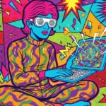 Accessibilité, Personne aveugle utilisant un ordinateur coloré.