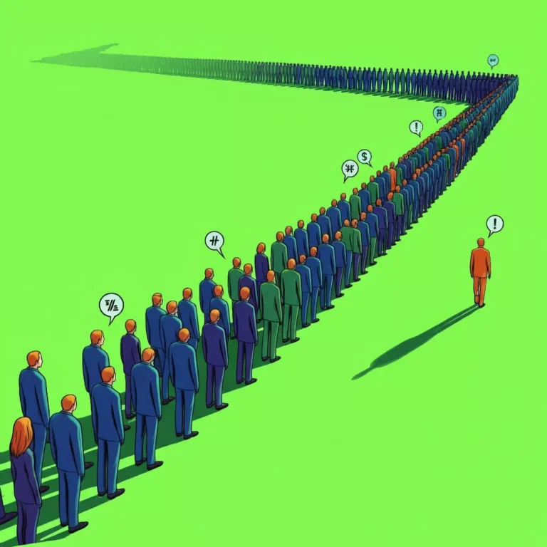 Design UX - Une file d'attente de personnes colorées.